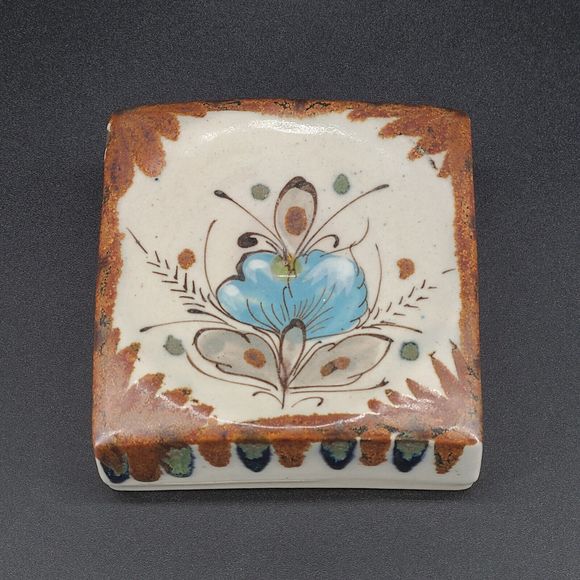 Ken Edwards Tonala Mexico Pottery Square Pillar Candleholder Set of 2 - Picture 4 of 6